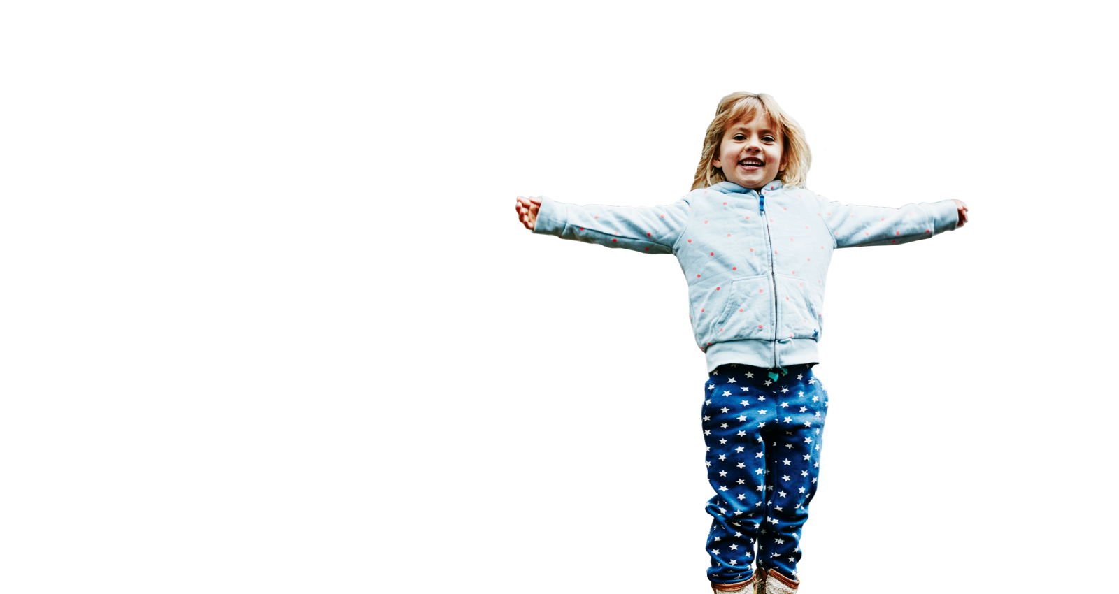 Cutout - Girl standing with arm outstretched in a forest