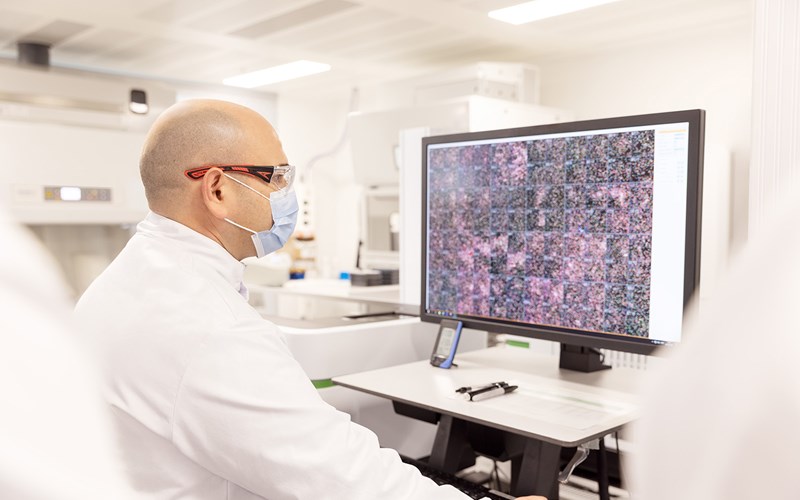 Man looking at a monitor