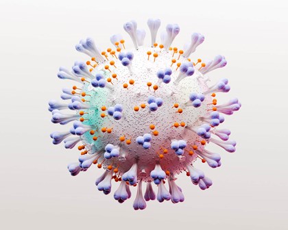 Représentation 3D d’une cellule virale de la COVID