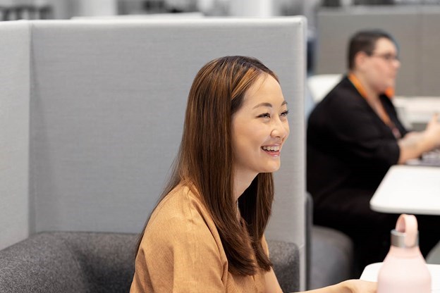 Woman in cubicle