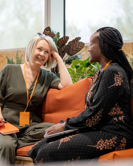 two people speaking together in an office