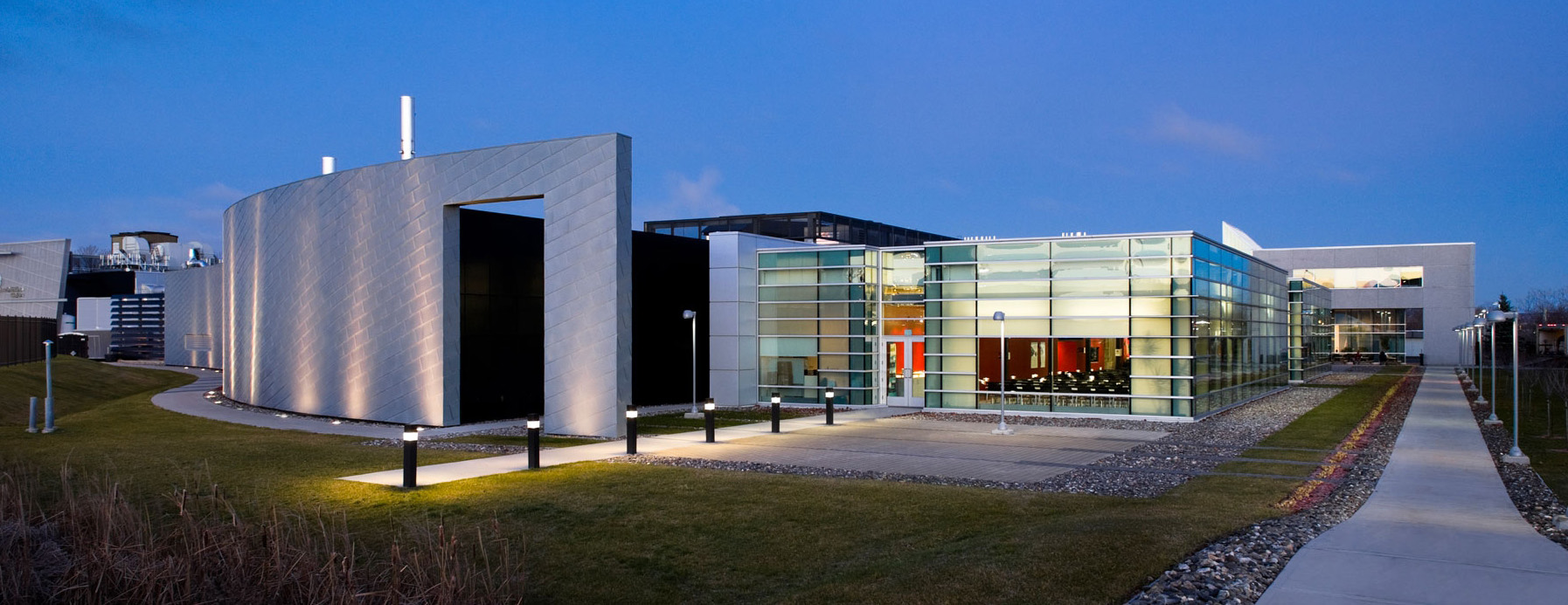 GSK Production Centre building at night