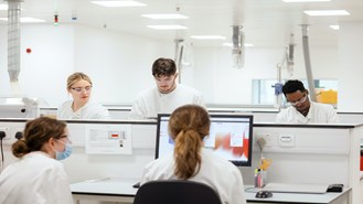 Group working together in a lab