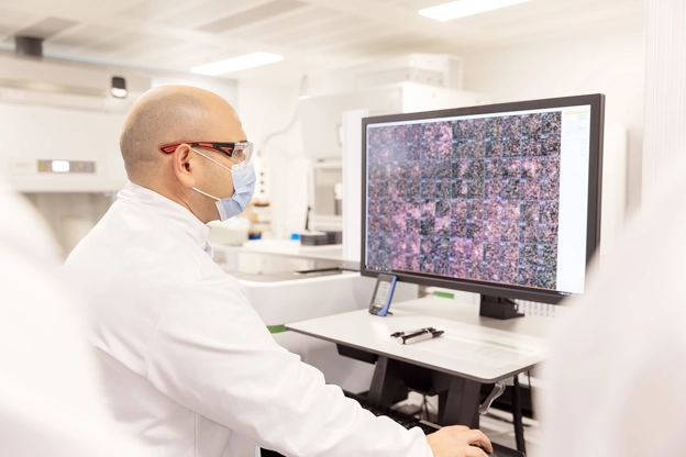 Man looking at a monitor