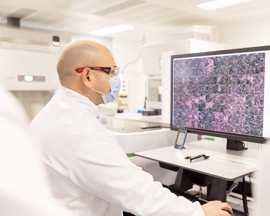 Man looking at a monitor